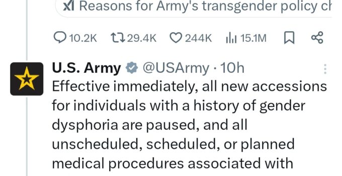 The US military will no longer accept transgender individuals for enlistment.