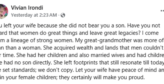 My Great-Grandmother Built Wealth That Men of Her Time Couldn’t – Nigerian Woman Speaks Out to Men Who Abandon Wives for Not Having Sons