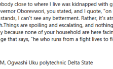 Stray Bullet Claims Woman’s Life as Gunmen Abduct Polytechnic Student in Delta
