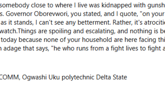 Stray Bullet Claims Woman’s Life as Gunmen Abduct Polytechnic Student in Delta