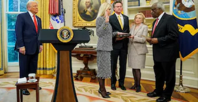 Pam Bondi Sworn in as U.S. Attorney General with a Commitment to Curb the ‘Weaponization’ of the Justice Department