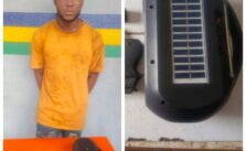 Suspected Criminal Arrested in Lagos with Pistol and 13 Rounds of Live Ammunition Hidden in MP3 Radio