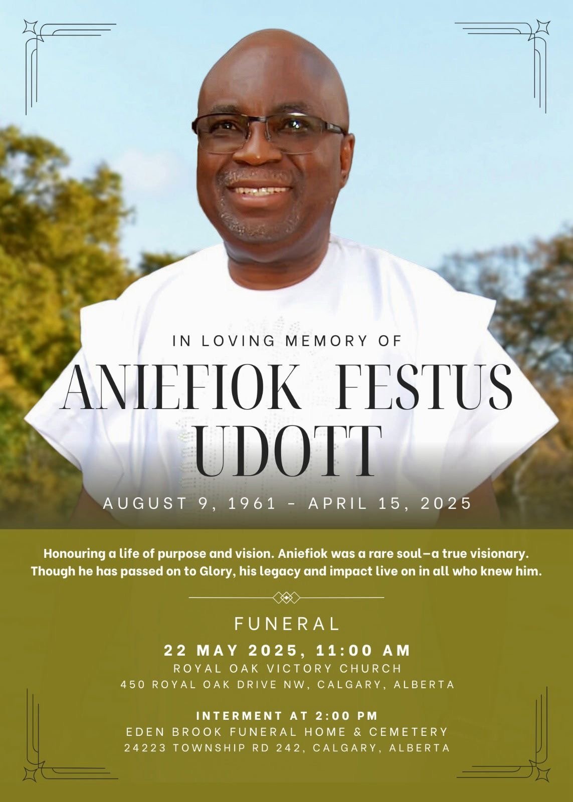 b589b259 6b45 41eb 8e4f 9077ed70f3f7 TRIBUTE: Aniefiok Festus Udott, August 9, 1961 – April 15, 2025