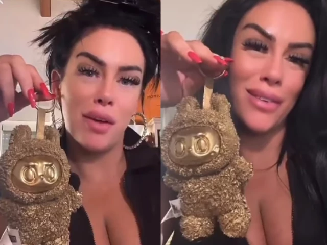 TikTok creator @lilzbullzofficial owning 24k gold Labubu doll