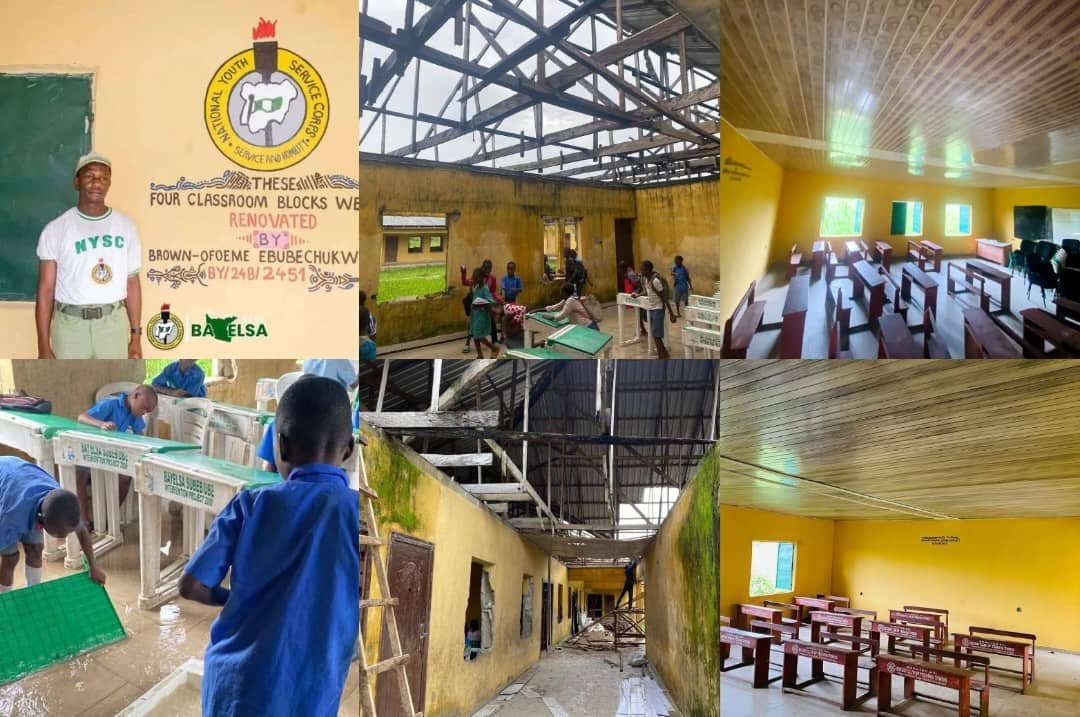 NYSC member renovates 4-classroom block and staff room in Bayelsa