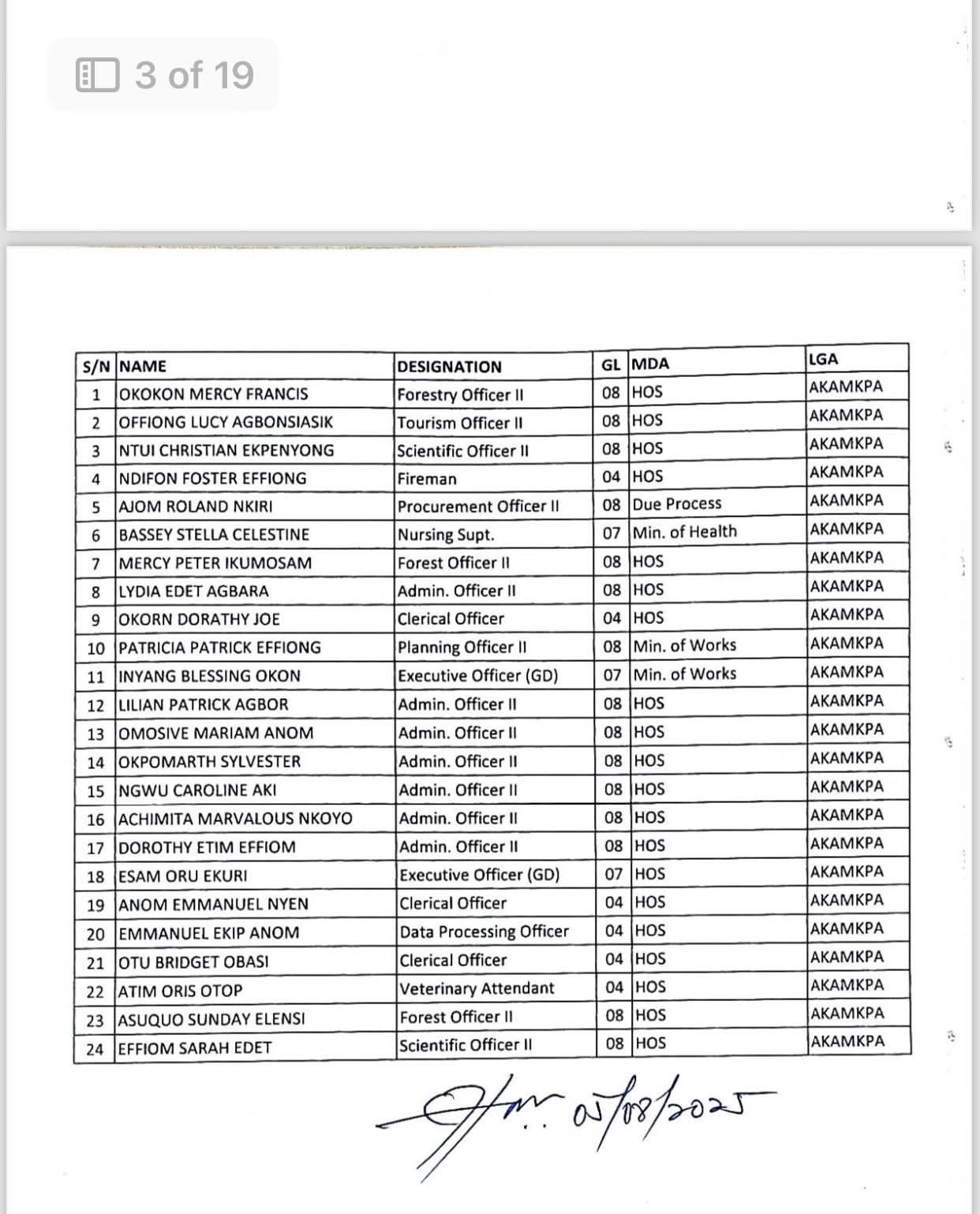 Cross River Civil Service Commission releases 2nd batch orientation training list for newly recruited workers