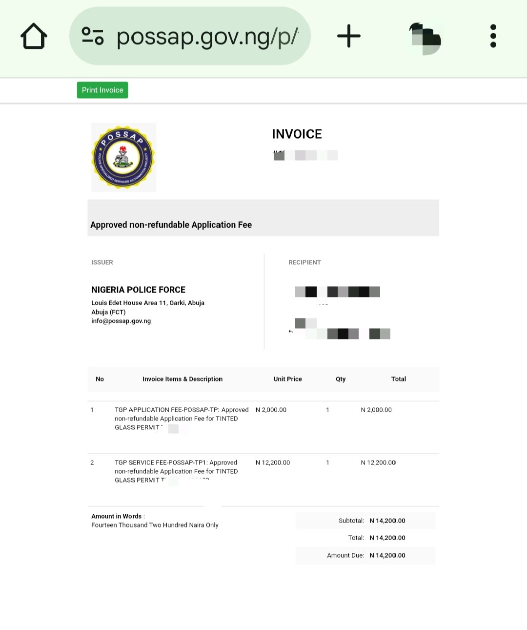 How to apply for police vehicle tinted permit online via POSSAP platform. How much it costs, documents required for tinted glass, several payment methods.
