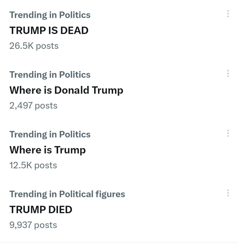 Why 'Trump is dead' is trending on X