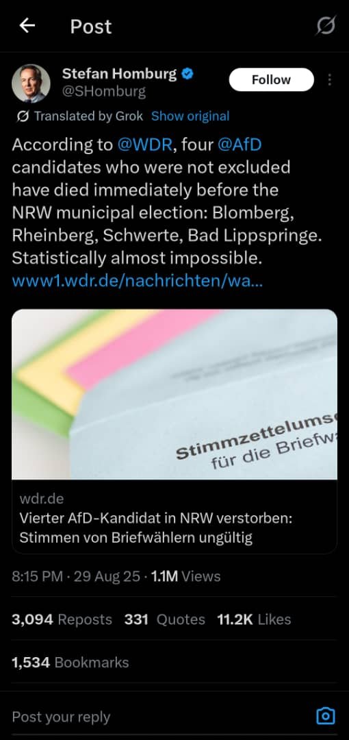 6 AfD candidates allegedly die ‘suddenly and unexpectedly’ before key state election