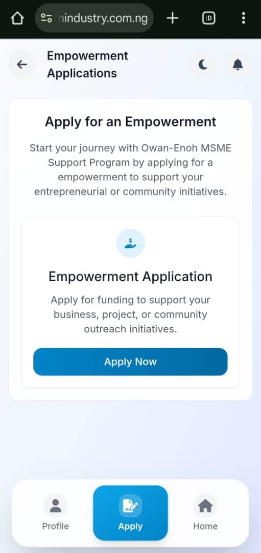 How to apply for Owan-Enoh MSME Support Programme