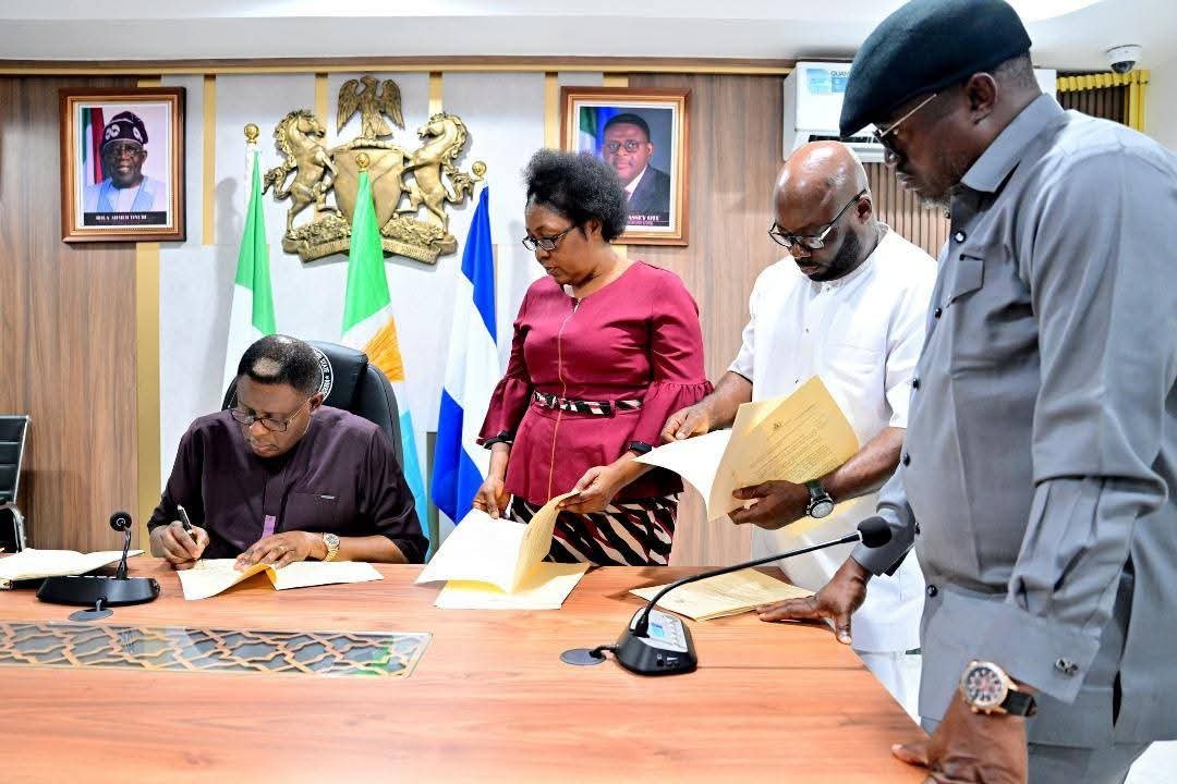 governor bassey otu signs crsha Governor Otu signs College of Agriculture, Science and Technology, Obubra (Amendment) Bill 2025, other into law