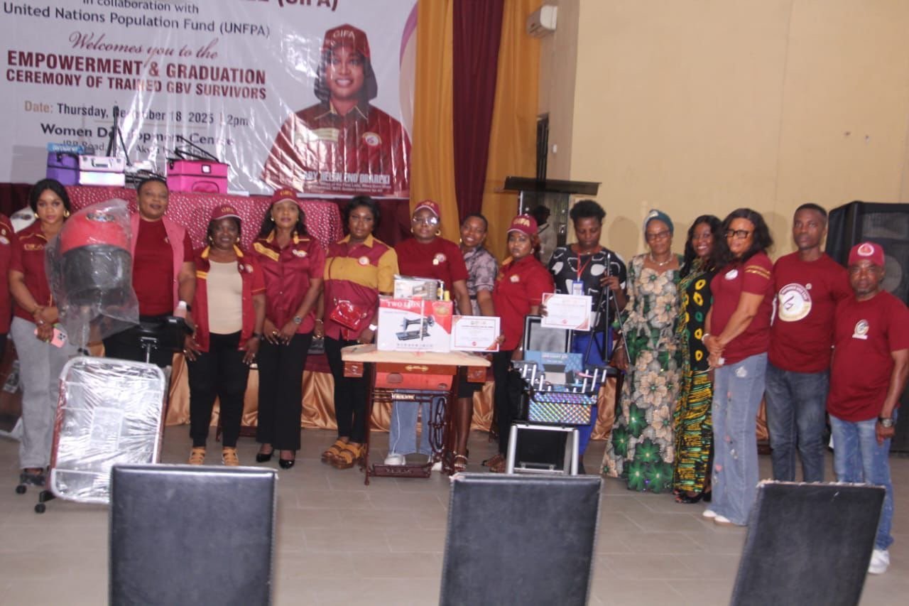 b79c2f81 3dc3 4582 91d8 ae54a3329d24 GIFA Trains, Provides Business Start-up Equipment to 20 Survivors