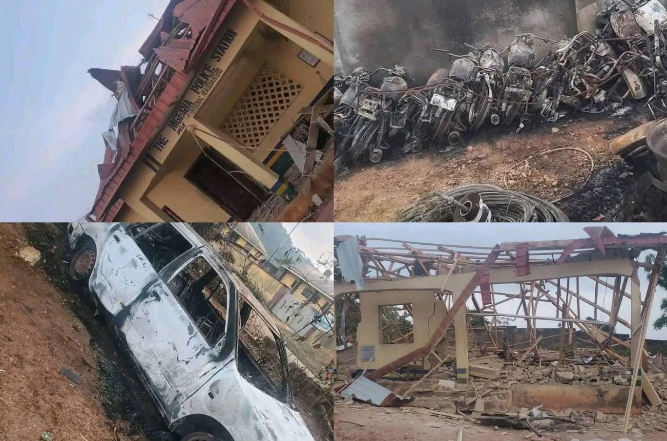 destroyed nigeria police station 3 Armed men attack police station on New Year's Eve in Ondo