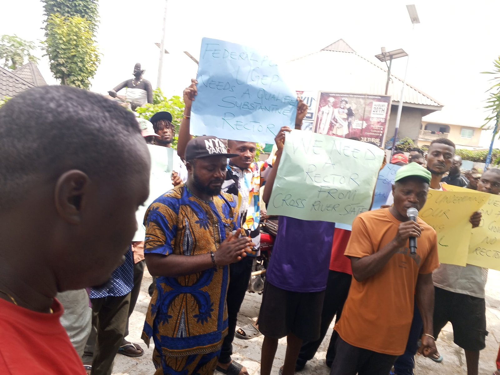 Federal Polytechnic Ugep Rector protest Youths protest appointment of non-indigene as FedPoly Ugep rector