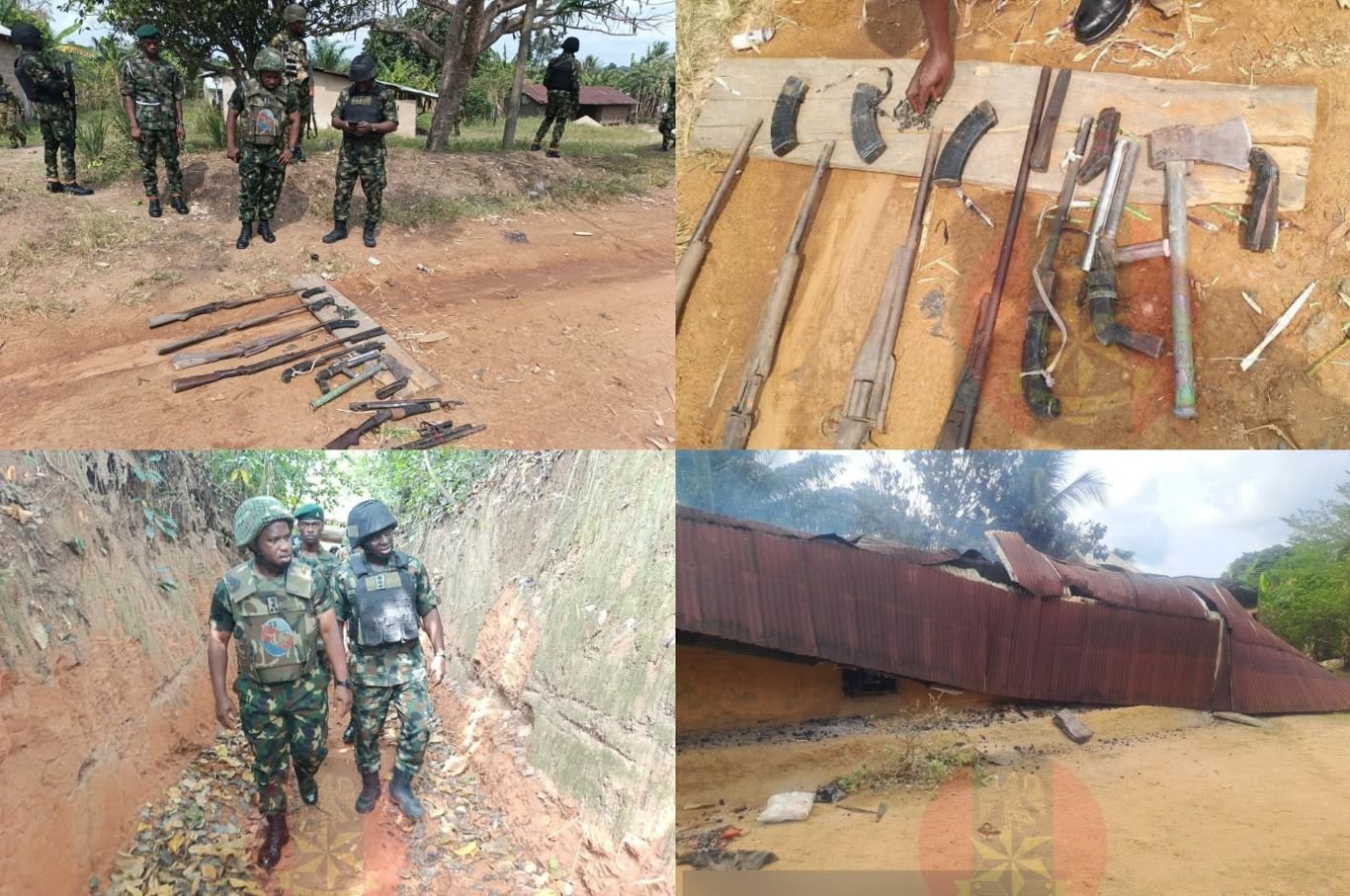 illegal gun factory in Obubra Army uncovers illegal gun factory, recovers 3 AK-47 rifle magazines, 10 locally fabricated weapons in Cross River