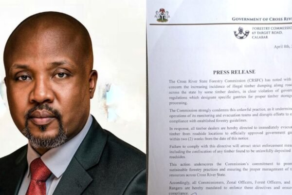 George Oben Etchi Timber Warning Cross River cracks down on illegal timber dumping, issues 2-week ultimatum for evacuation