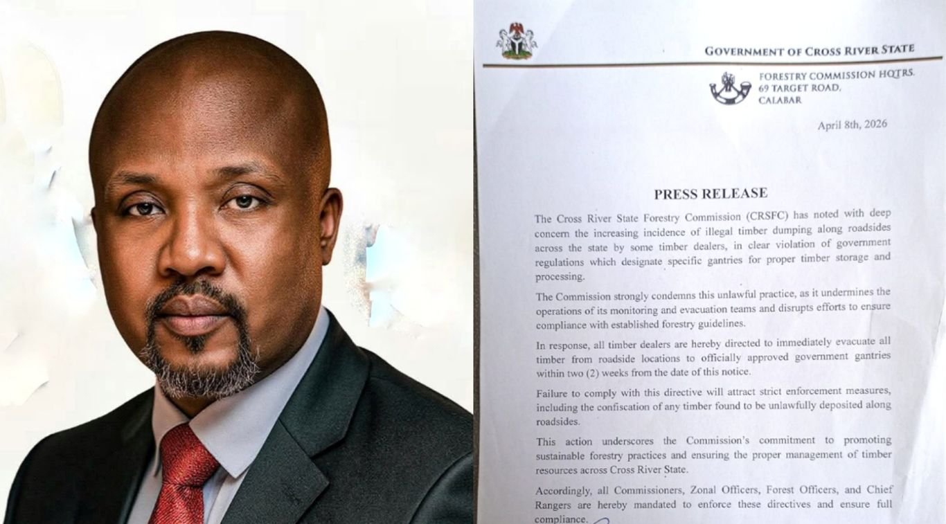 George Oben Etchi Timber Warning Cross River cracks down on illegal timber dumping, issues 2-week ultimatum for evacuation