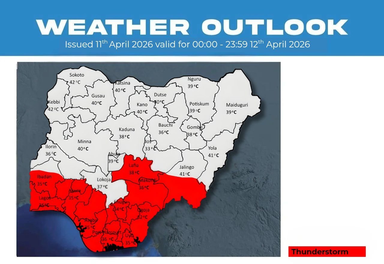 NiMet Weather Nigeria Nigeria weather forecast for April 12