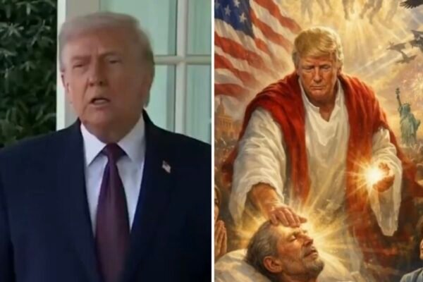 Trump Jesus Trump claims viral image posted on Truth Social was not depiction of him as Jesus Christ but as doctor