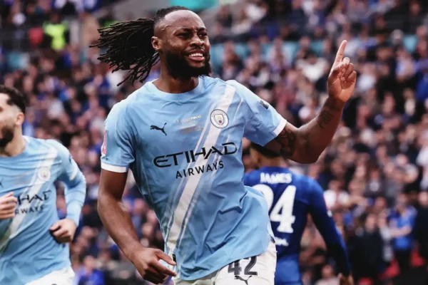 Antoine Semenyo Man City Antoine Semenyo Strikes as Manchester City Beat Chelsea to Win FA Cup