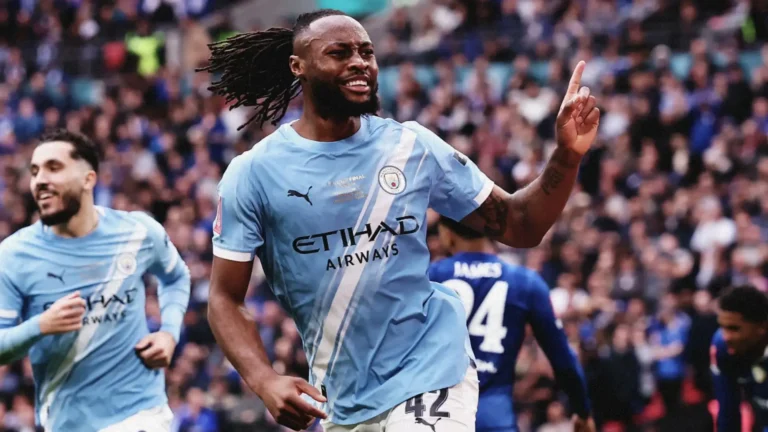 Antoine Semenyo Man City Antoine Semenyo Strikes as Manchester City Beat Chelsea to Win FA Cup