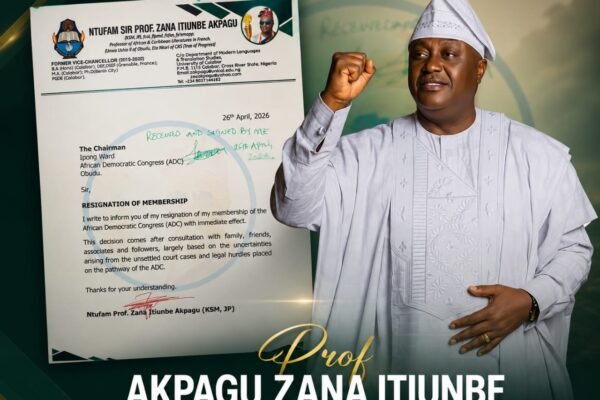 Zana Akpagu ADC Former UNICAL VC Zana Akpagu Resigns From ADC