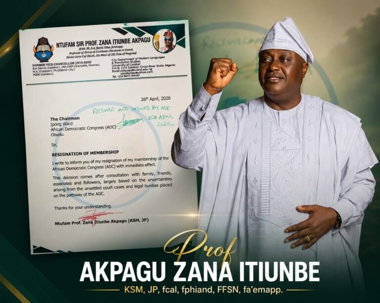 Zana Akpagu ADC Former UNICAL VC Zana Akpagu Resigns From ADC