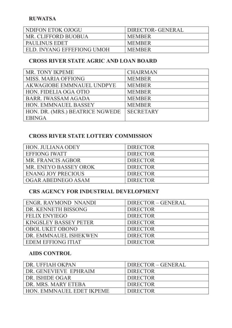 bassey otu 107 appointees 4 Gov. Otu Appoints New Tourism Commissioner, 7 DGs, 30 SAs, 38 Directors, 32 Others