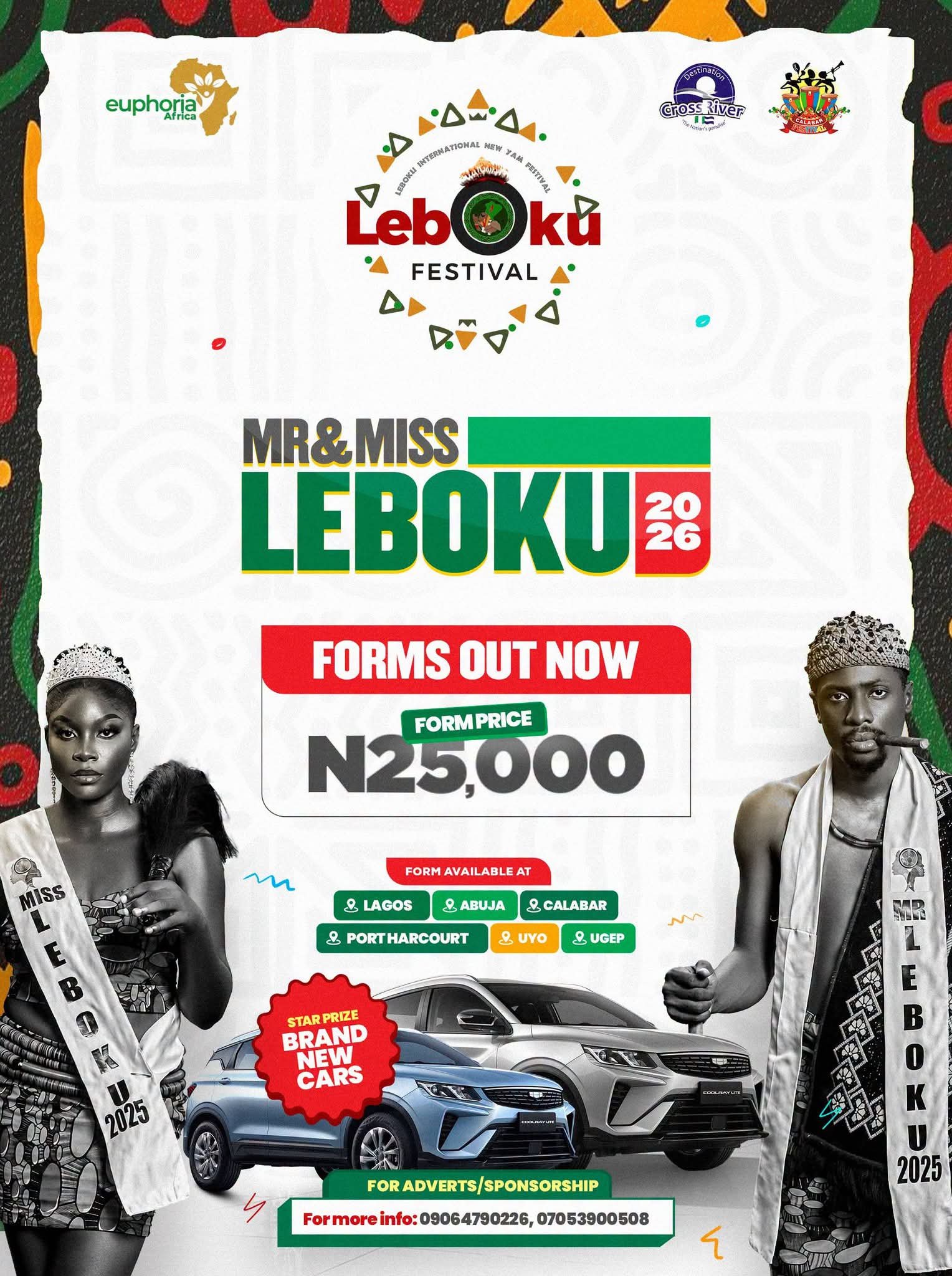Mr & Miss Leboku 2026 Forms Still Available – Deadline 5th August, Brand New Cars Up for Grabs for Winners