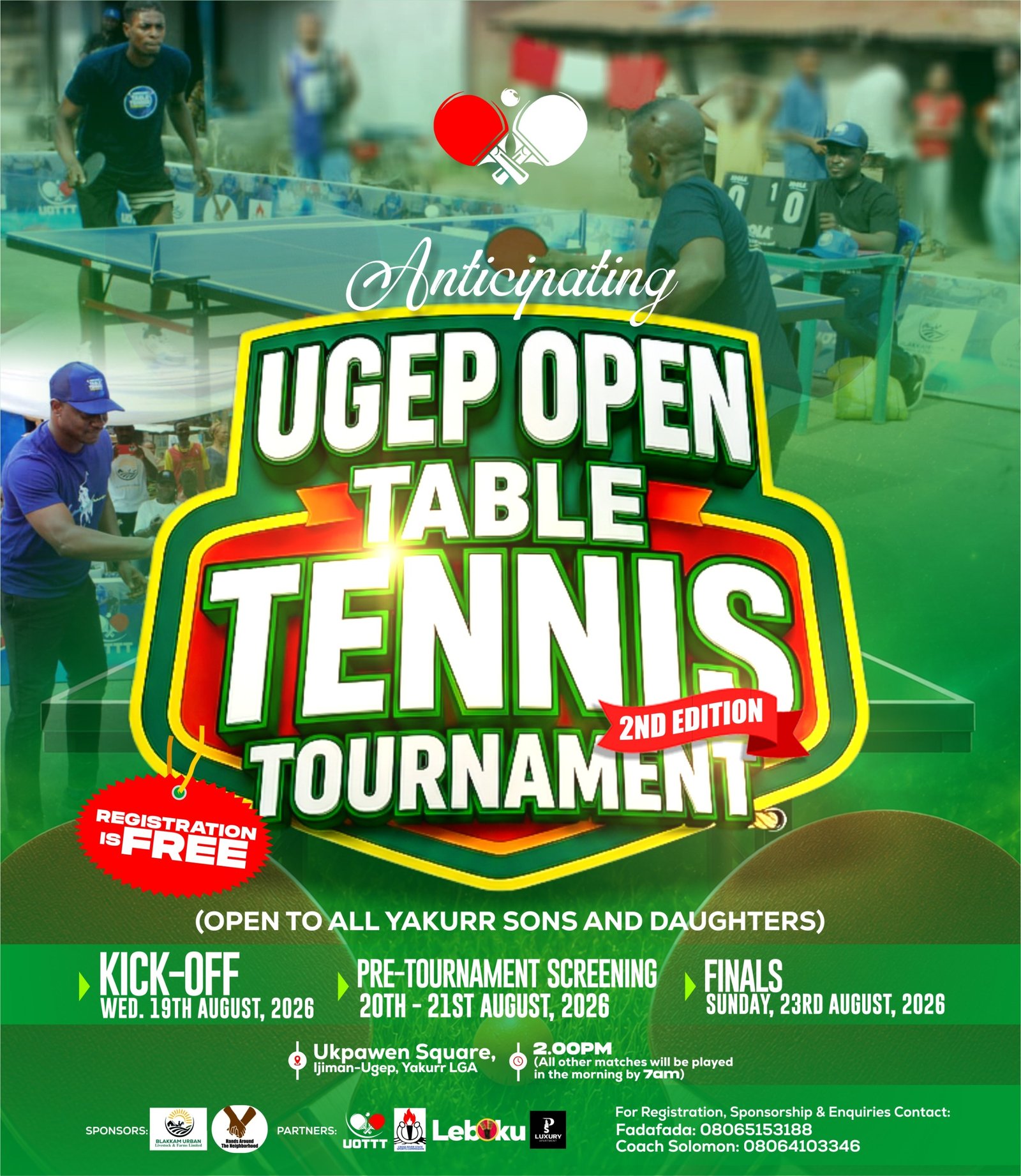 Ugep Gears Up For 2nd Edition of Open Table Tennis Tournament As Part of Leboku 2026 Celebration